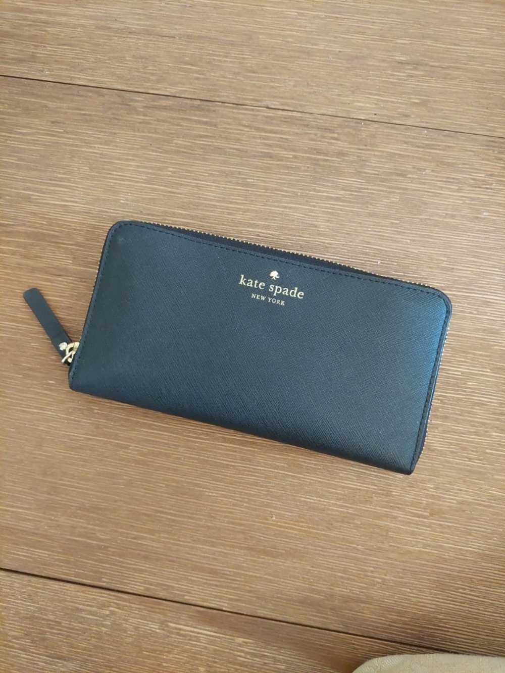 Kate Spade Black Leather Long Wallet Zippy